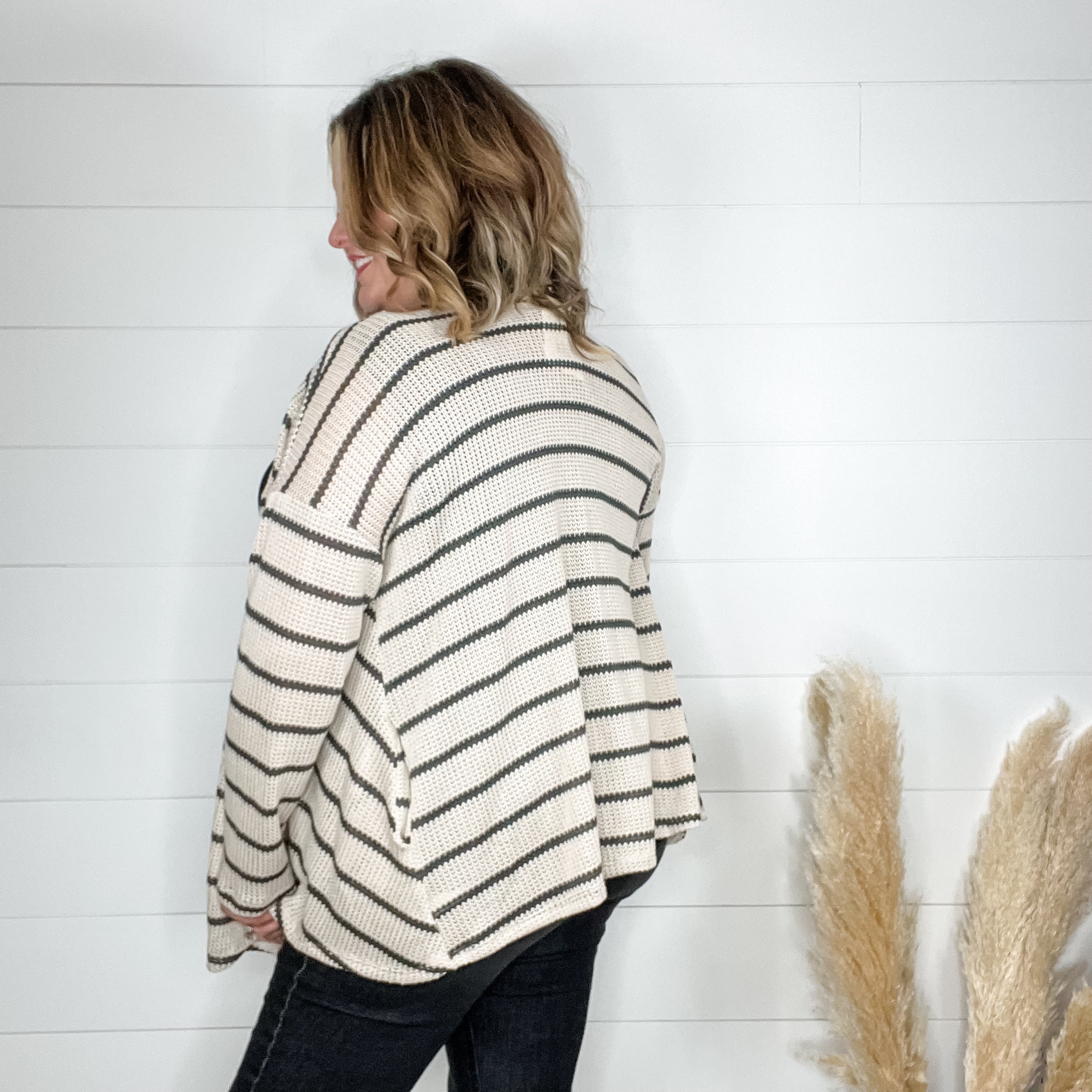 "Talk To Me" Striped Cardigan with Pockets-Lola Monroe Boutique