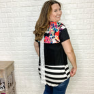 Tea Time Floral & Stripe Tunic Top-Lola Monroe Boutique