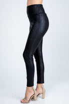 Textured Sparkle Hi Waisted Leggings (Black or Silver)-Lola Monroe Boutique