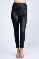 Textured Sparkle Hi Waisted Leggings (Black or Silver)-Lola Monroe Boutique