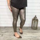 Textured Sparkle Hi Waisted Leggings (Black or Silver)-Lola Monroe Boutique