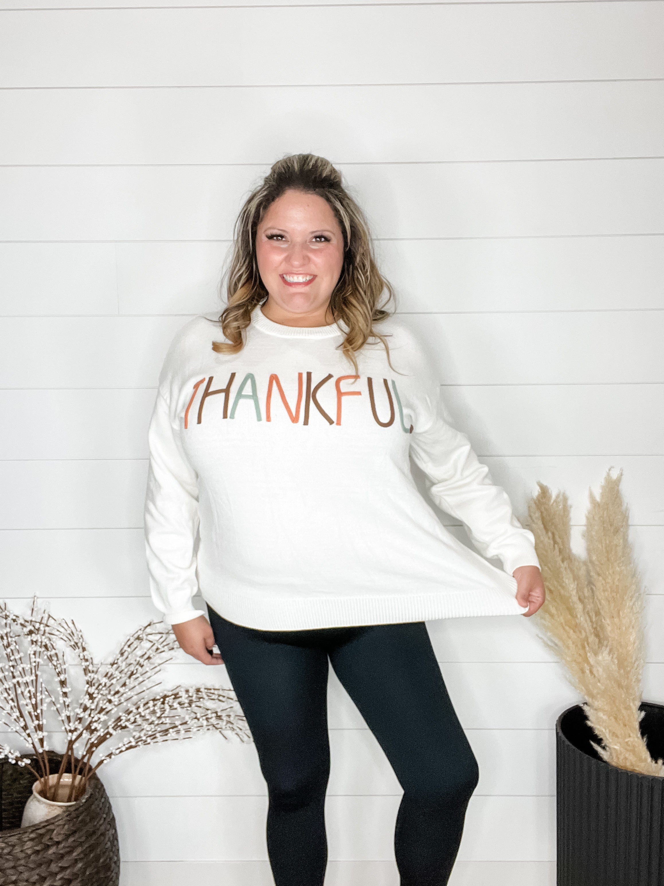 "Thankful" Long Sleeve Sweater-Lola Monroe Boutique