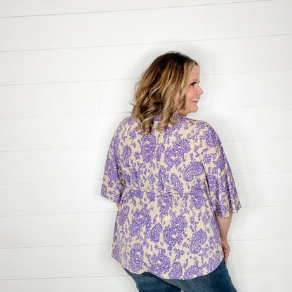 "Think Again" V Neck 3/4 Bell Sleeve