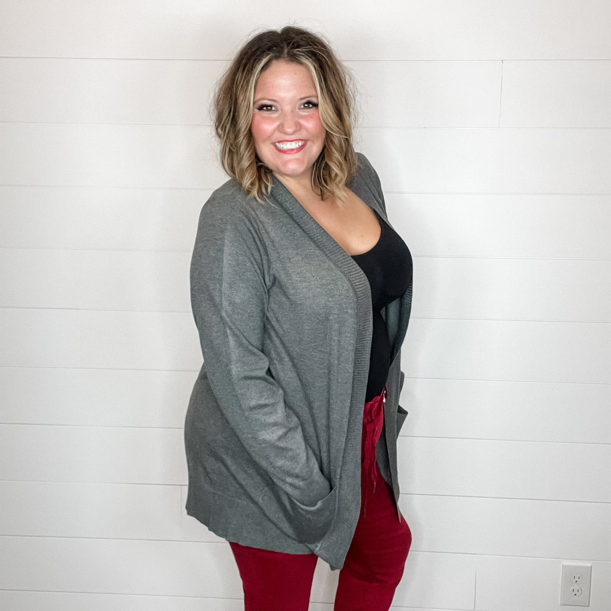 "This Time Around" Cardigan (Charcoal)-Lola Monroe Boutique