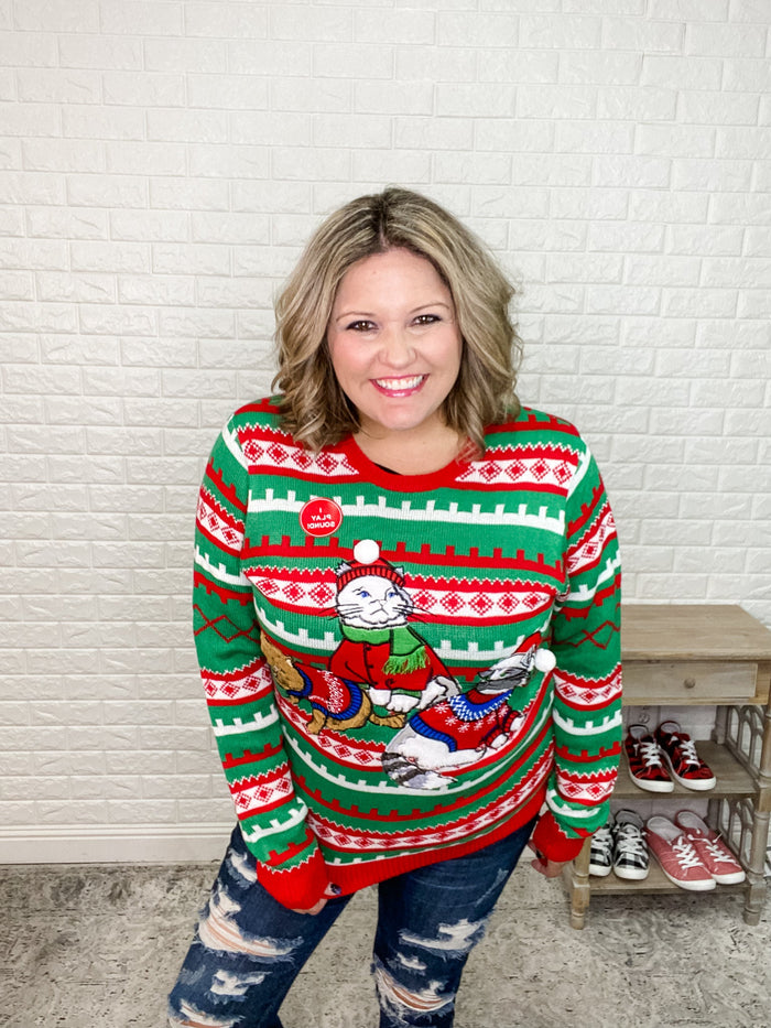 Three Cats Ugly Christmas Sweaters-Lola Monroe Boutique