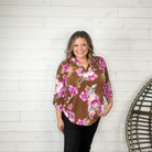 "Thursday" Lizzy 3/4 Sleeve Split Neck-Lola Monroe Boutique