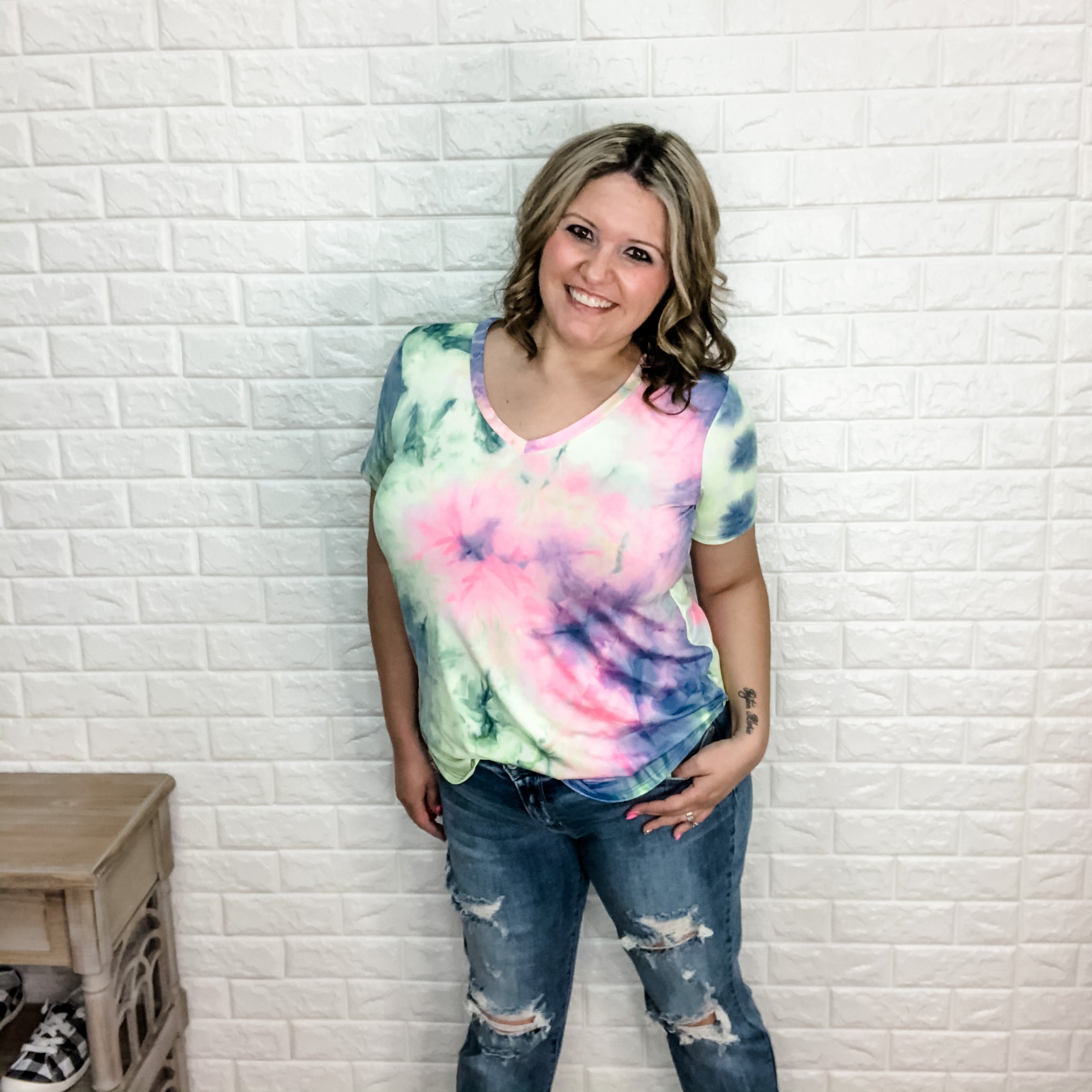 Tie Dye V-Neck-Lola Monroe Boutique