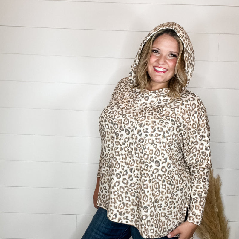 "Tiger Tale" Animal Print Hoodie with Side Slits-Lola Monroe Boutique