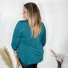 "Timeline" 3/4 Sleeve Split Neck (Dark Teal)-Lola Monroe Boutique