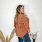 "Timeline" 3/4 Sleeve Split Neck (Rust)-Lola Monroe Boutique