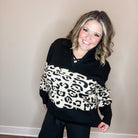 "Top Notch" Animal Print Long Sleeve Collared Sweater-Lola Monroe Boutique