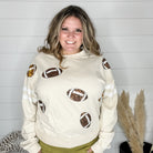 "Touchdown" Football Sequinned Crew Neck (Ecru)-Lola Monroe Boutique