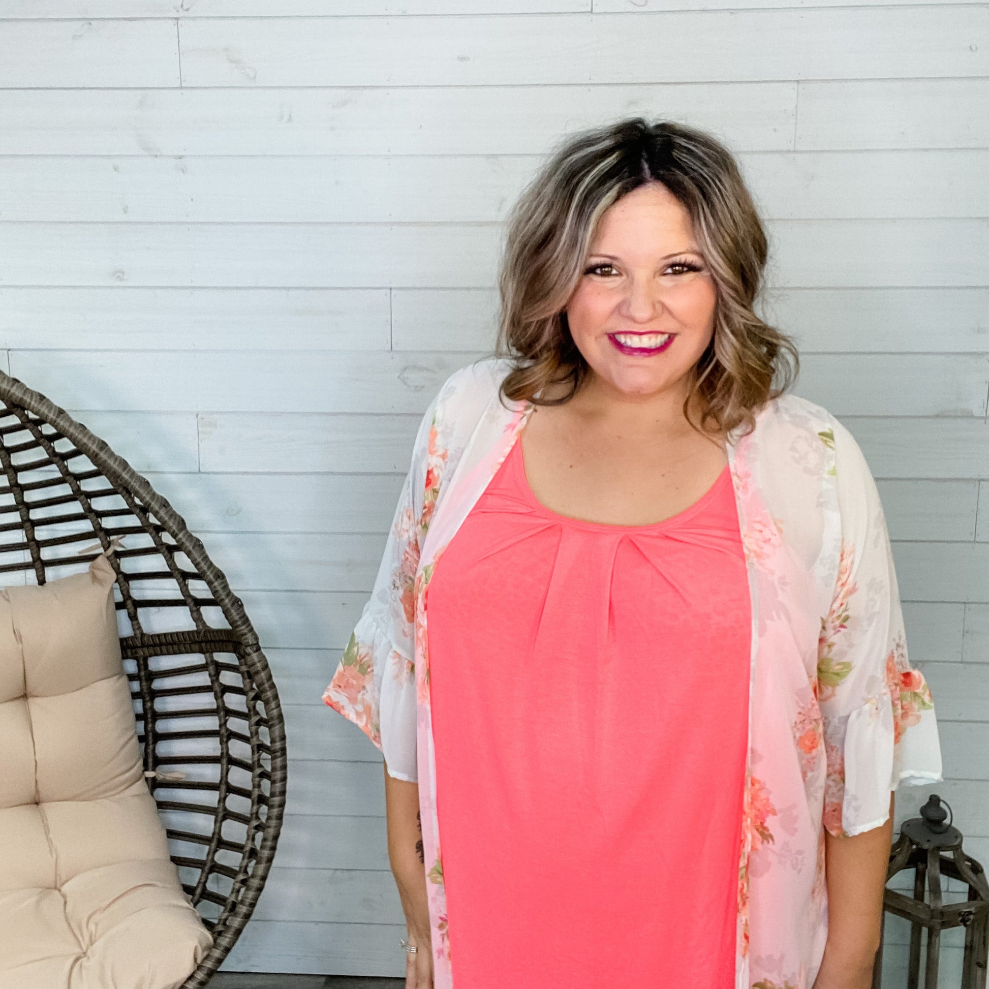 "Tranquility" Floral Ruffle Sleeve Kimono