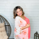 "Tranquility" Floral Ruffle Sleeve Kimono-Lola Monroe Boutique