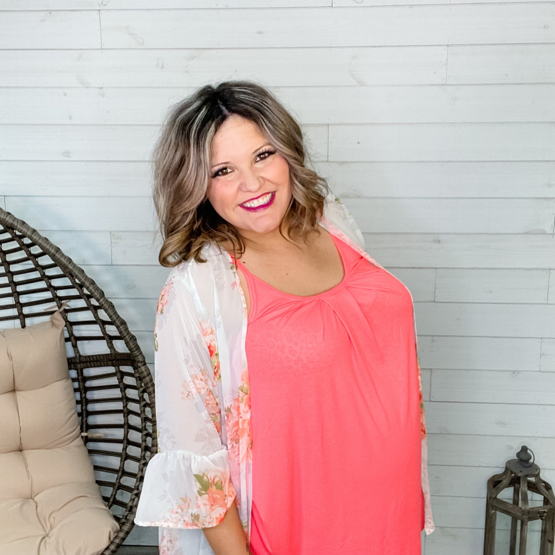 "Tranquility" Floral Ruffle Sleeve Kimono