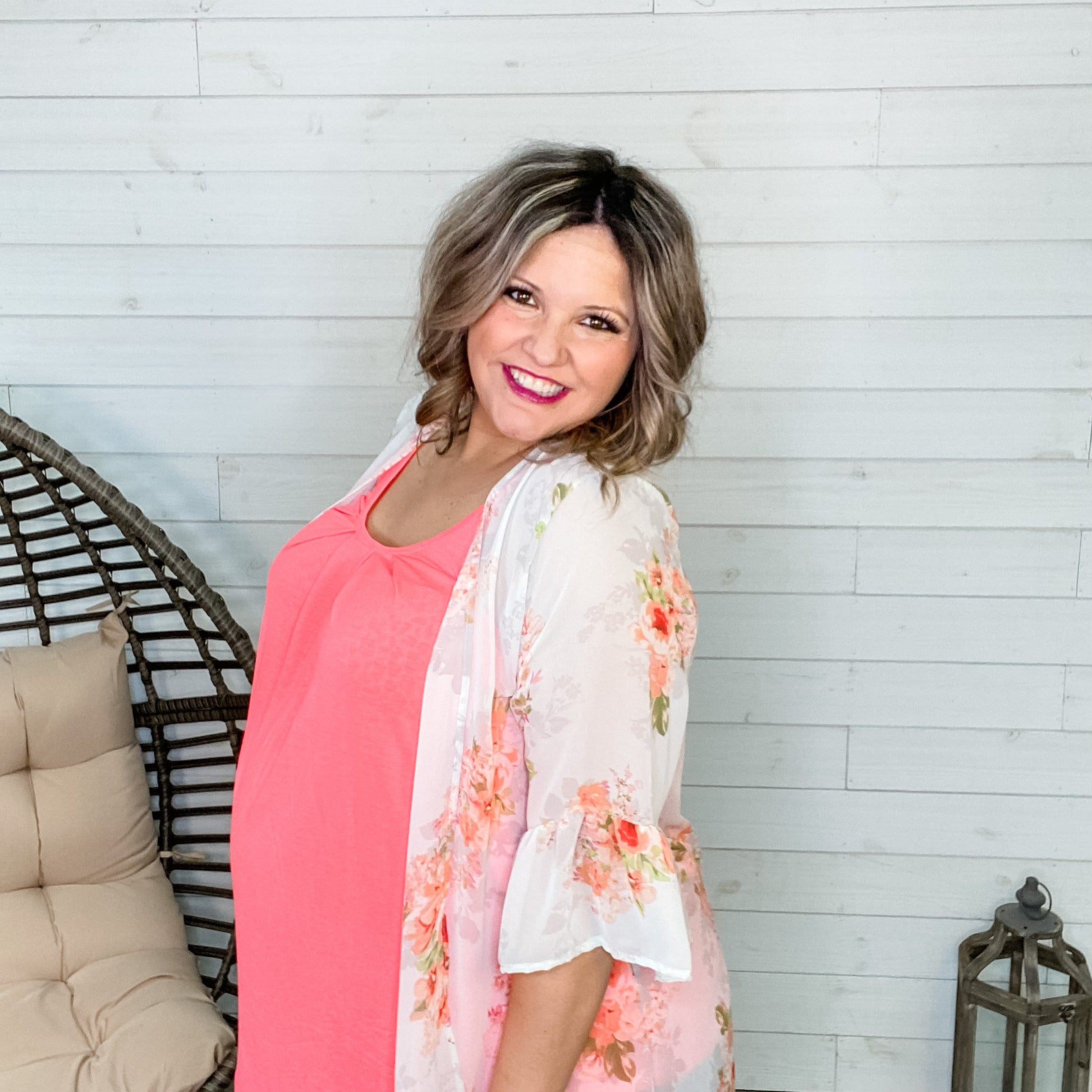 "Tranquility" Floral Ruffle Sleeve Kimono