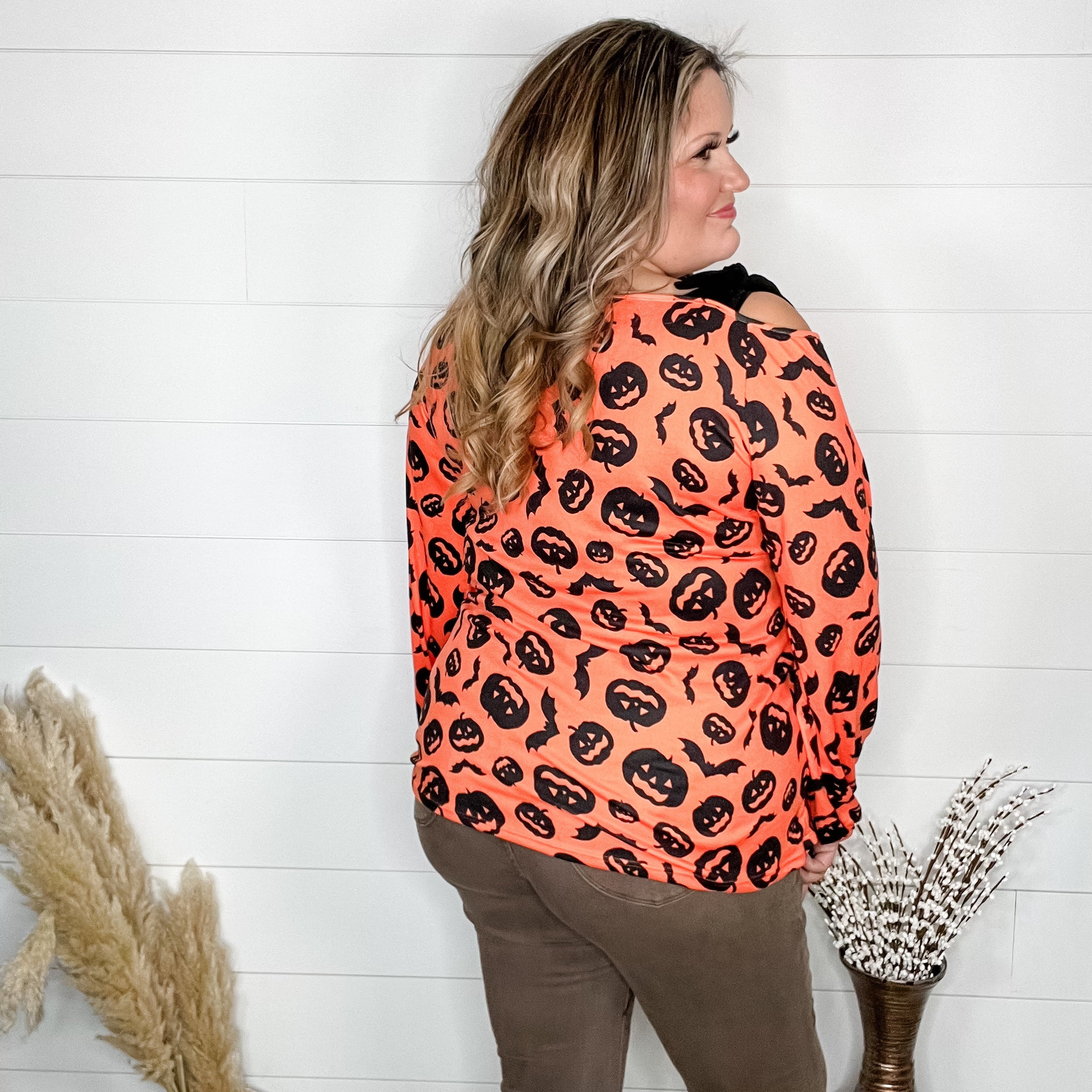 "Trick or Treat" Long Balloon Sleeve with Shoulder Tie-Lola Monroe Boutique