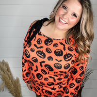 "Trick or Treat" Long Balloon Sleeve with Shoulder Tie