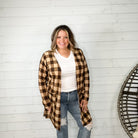 "Tried and True" Long Sleeve Checkered Cardigan (Brown)-Lola Monroe Boutique