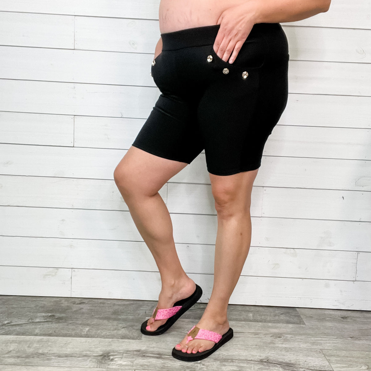 Trouser Shorts with Button Detail-Lola Monroe Boutique