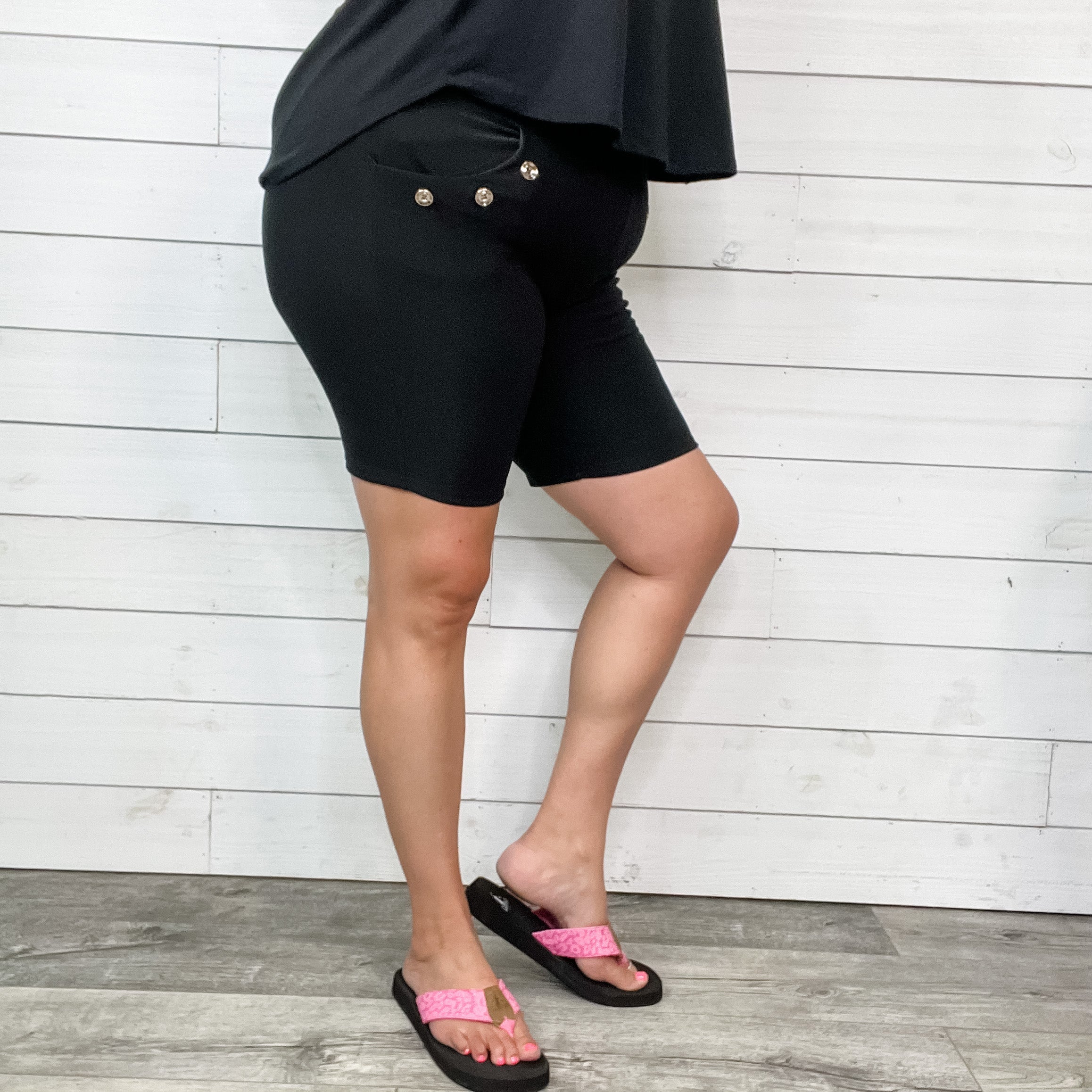 Trouser Shorts with Button Detail-Lola Monroe Boutique