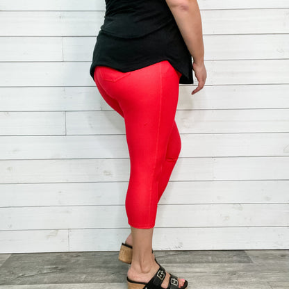 Trouser that Feel Like Jeggings Capris (Red)
