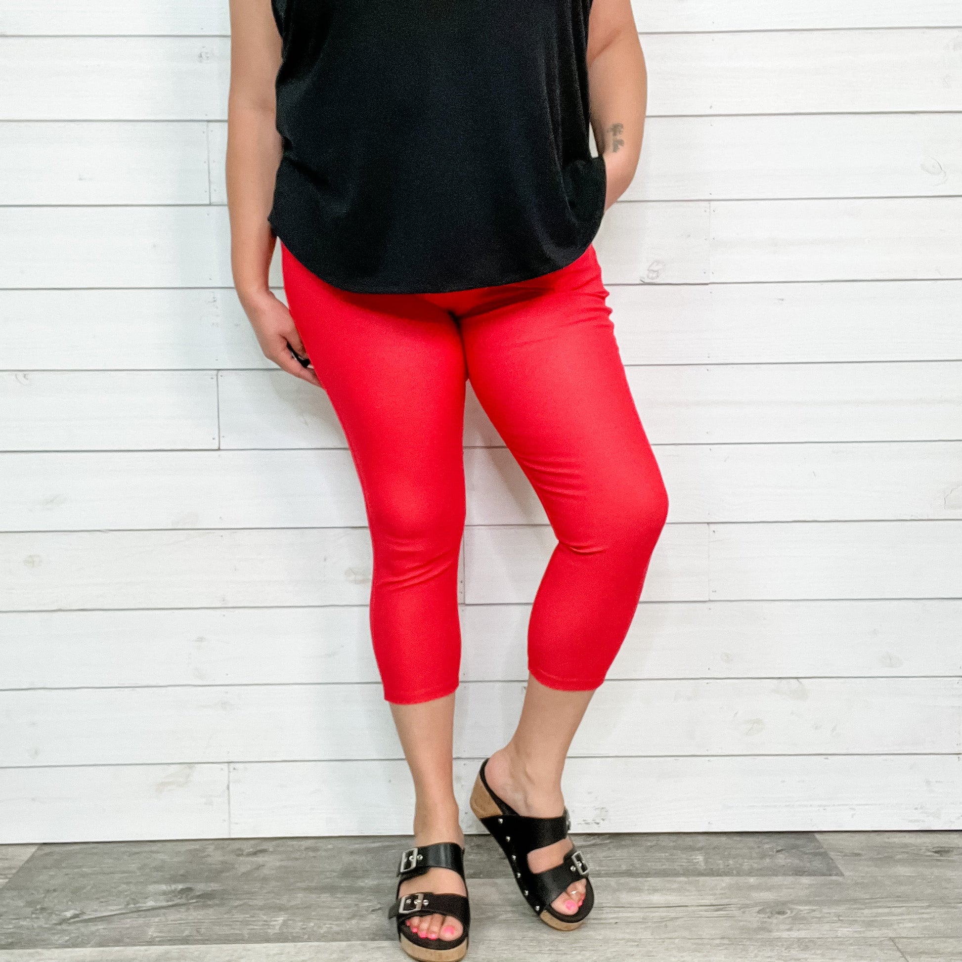 Trouser that Feel Like Jeggings Capris (Red)