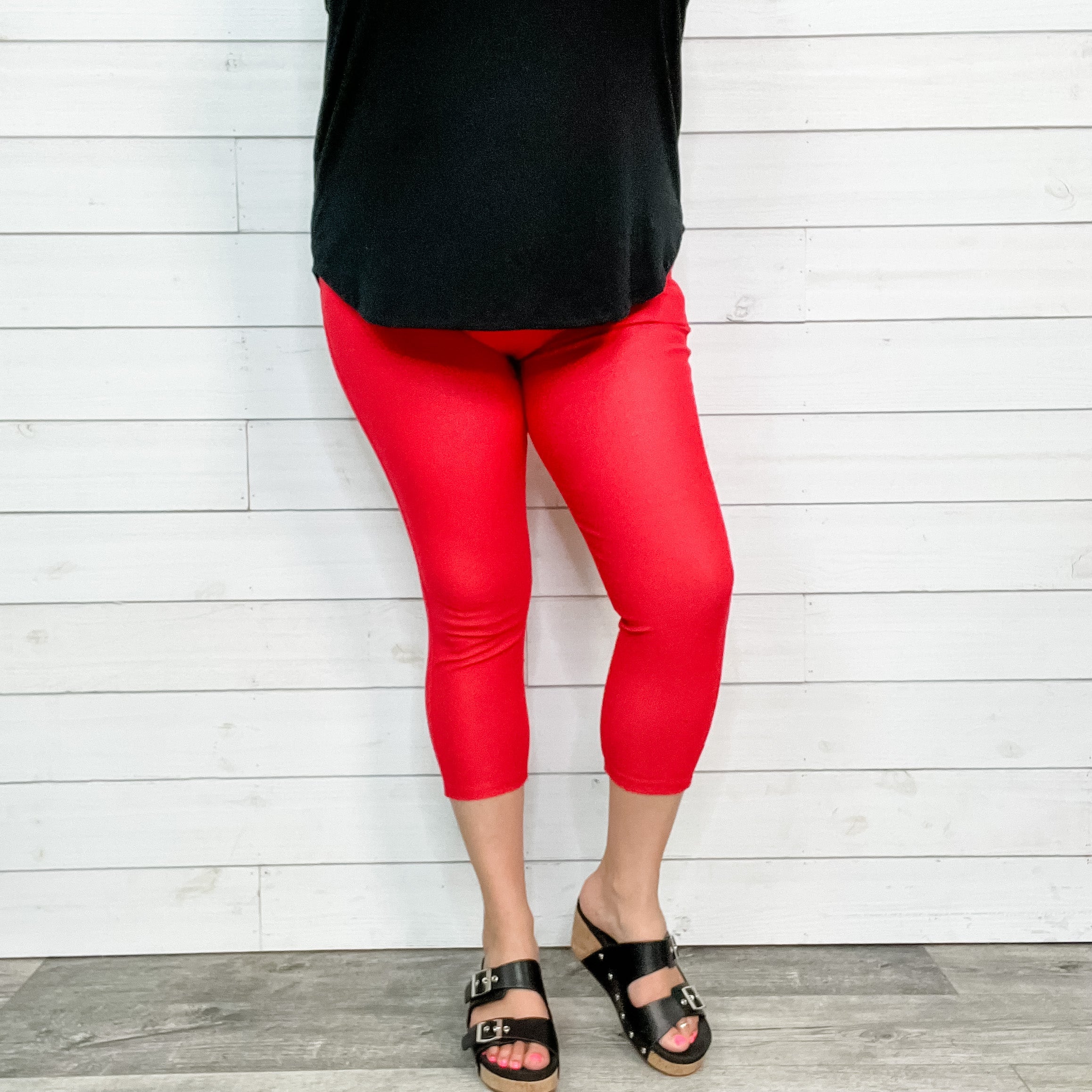 Trouser that Feel Like Jeggings Capris (Red)-Lola Monroe Boutique