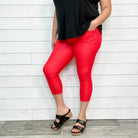 Trouser that Feel Like Jeggings Capris (Red)-Lola Monroe Boutique