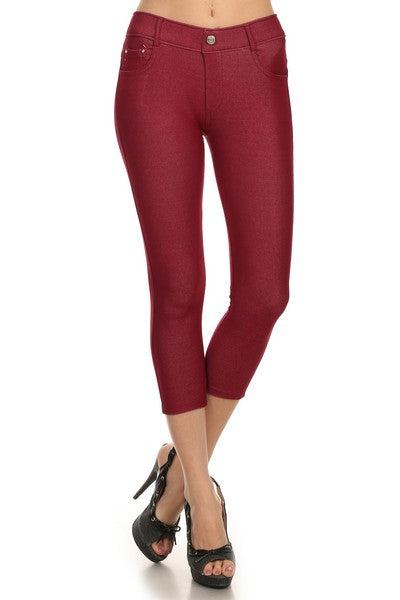 Trouser that Feel Like Jeggings Capris (Wine)-Lola Monroe Boutique