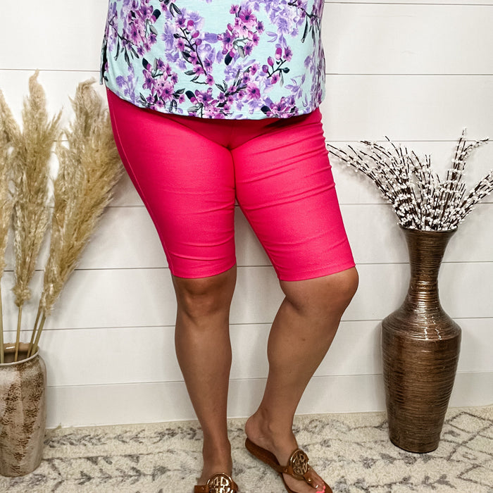 Trousers that Feel Like Jeggings Bermuda Shorts (Fuchsia)-Lola Monroe Boutique
