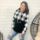 "Tulsa" Black and White Plaid Hoodie-Lola Monroe Boutique