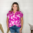 "Umbrella" Split Neck Cuffed Short Sleeve-Lola Monroe Boutique