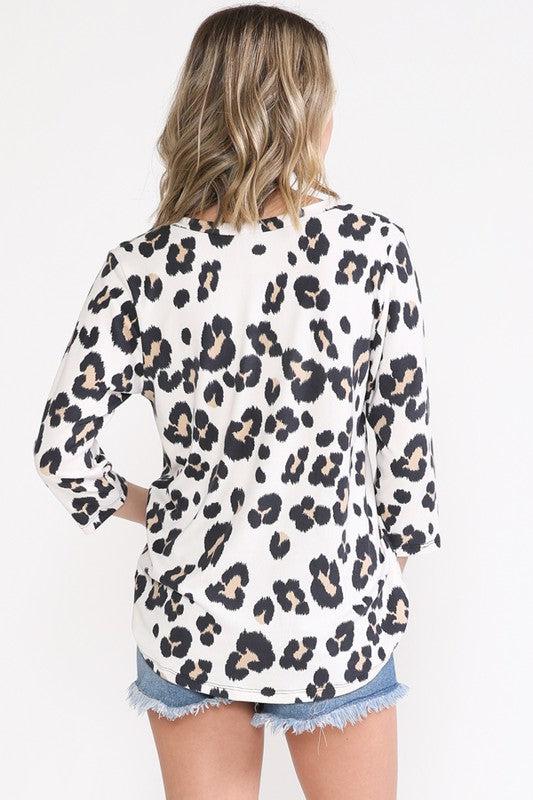 Uncaged Animal Print 3/4 Sleeve Top-Lola Monroe Boutique