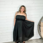 "Undeniable" Adjustable Strap Smocked Waist Maxi Dress-Lola Monroe Boutique