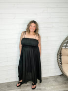 "Undeniable" Adjustable Strap Smocked Waist Maxi Dress-Lola Monroe Boutique