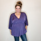 "Undertaking" 3/4 Sleeve V Neck with Elastic Empire Waist (Eggplant)-Lola Monroe Boutique