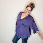 "Undertaking" 3/4 Sleeve V Neck with Elastic Empire Waist (Eggplant)-Lola Monroe Boutique