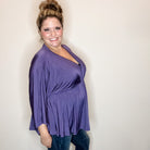 "Undertaking" 3/4 Sleeve V Neck with Elastic Empire Waist (Eggplant)-Lola Monroe Boutique