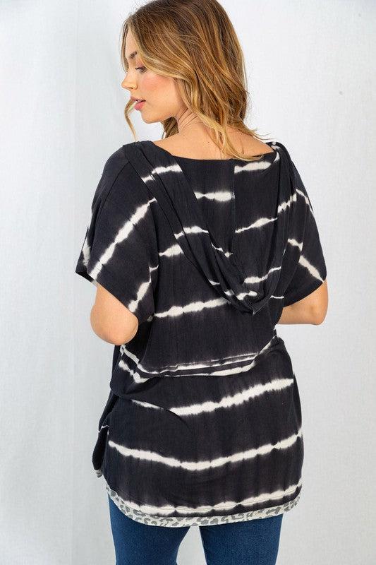"Unleashed" Lace Up Front Hooded Top