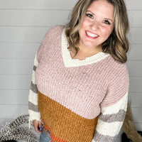 "Unraveled" V Neck Chenille Sweater