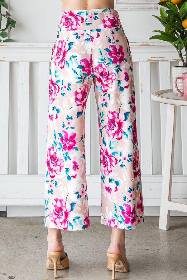"Uptown" Crop Trouser with Pockets (Floral)-Lola Monroe Boutique