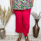 "Uptown" Crop Trouser with Pockets (Fuchsia)-Lola Monroe Boutique