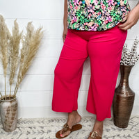 "Uptown" Crop Trouser with Pockets (Fuchsia)-Lola Monroe Boutique