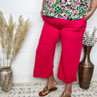 "Uptown" Crop Trouser with Pockets (Fuchsia)-Lola Monroe Boutique