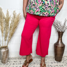 "Uptown" Crop Trouser with Pockets (Fuchsia)-Lola Monroe Boutique