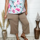 "Uptown" Crop Trouser with Pockets (Mocha)-Lola Monroe Boutique