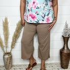 "Uptown" Crop Trouser with Pockets (Mocha)-Lola Monroe Boutique