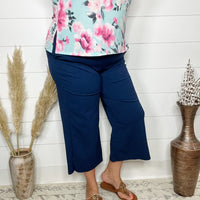 "Uptown" Crop Trouser with Pockets (Navy)-Lola Monroe Boutique