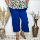 "Uptown" Crop Trouser with Pockets (Royal Blue)-Lola Monroe Boutique